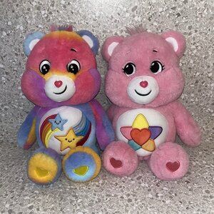 Care Bears Plush Set of 2 Dare to Care and Hopeful Heart Bear Basic Fun Stuffed